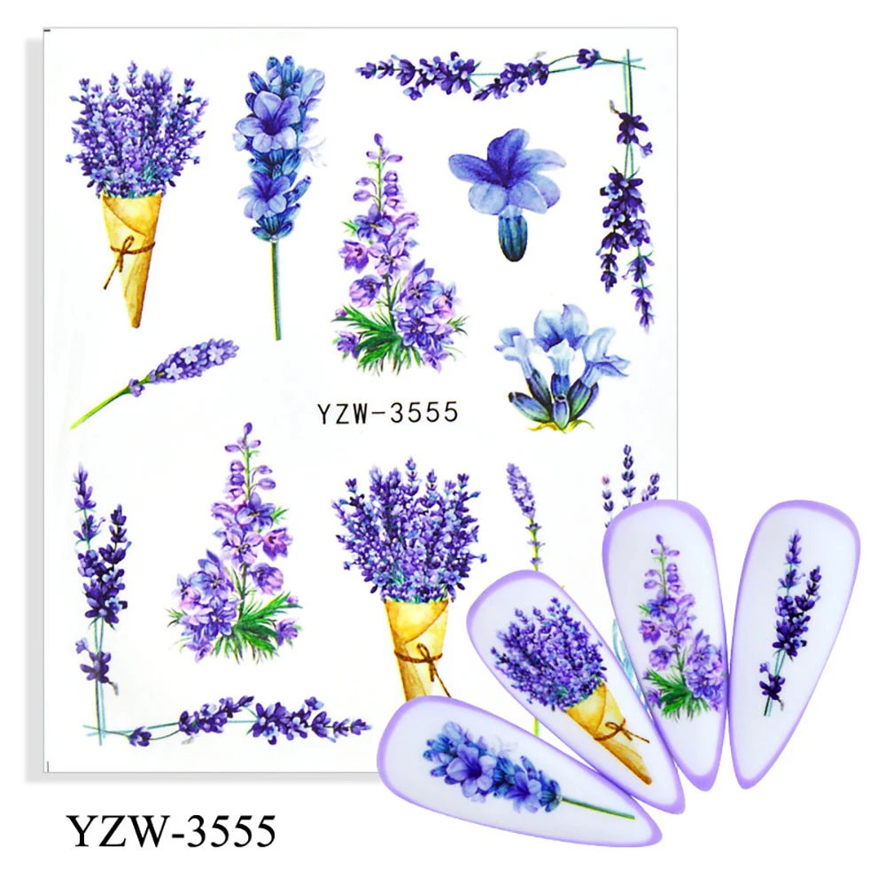 Lavanda adesivi colorati decalcomanie per acqua adesivi per Nail Art adesivi per unghie Manicure rosa filigrana moda Manicure adesivo Slider