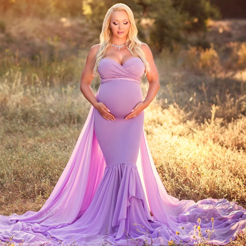 

Chiffon Maternity Photography Props Long Dress Women Baby Shower Fancy Pregnancy Dress Photo Shoot For Stretchy Maxi Gown