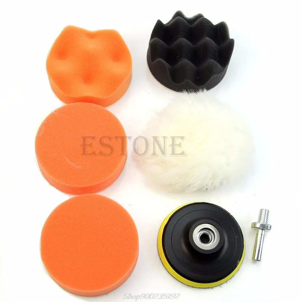 7 Pcs/set 3 inch Buffing Pad Auto Car Polishing Wheel Buffer + Drill Adapter Jy22 20 Dropship