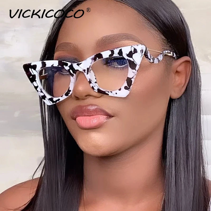 

2021 New Women Classic Retro Cat Eye Glasses Frame Fashion Gradient Sunglasses Unique Square Eyewear Punk Flat Mirror Glasses