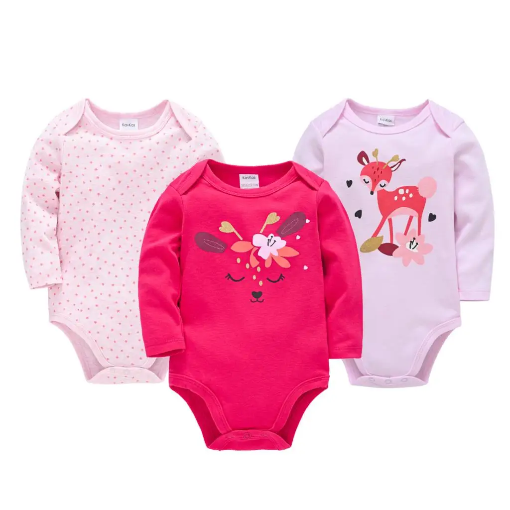 

3PCS Newborn Baby Girls Bodysuit Roupas Bebe De Baby Babies Bebes Clothes Long Sleeve Cotton Printing Infant Clothing 0-24M