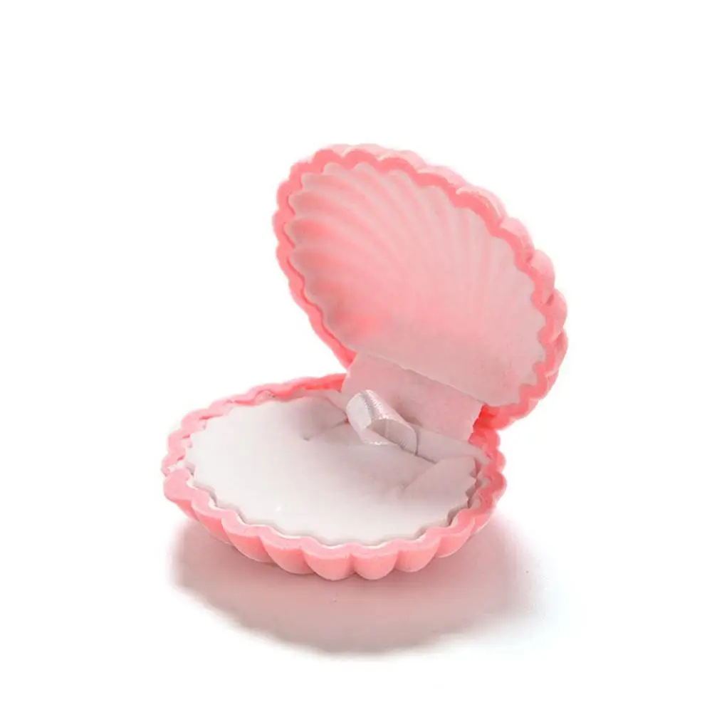 Cute Shell Velvet Gift Box Ring Pendant Jewelry Earrings Storage Display Case