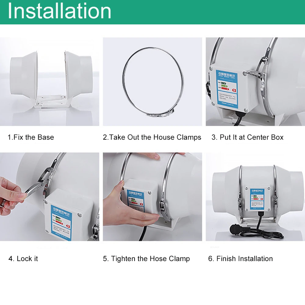 BEYLSION 4/5/6/8 Inch Centrifugal Fans Activated Carbon Air Filter Set Indoor Hydroponics Grow Tent Room full kit For Grow Box