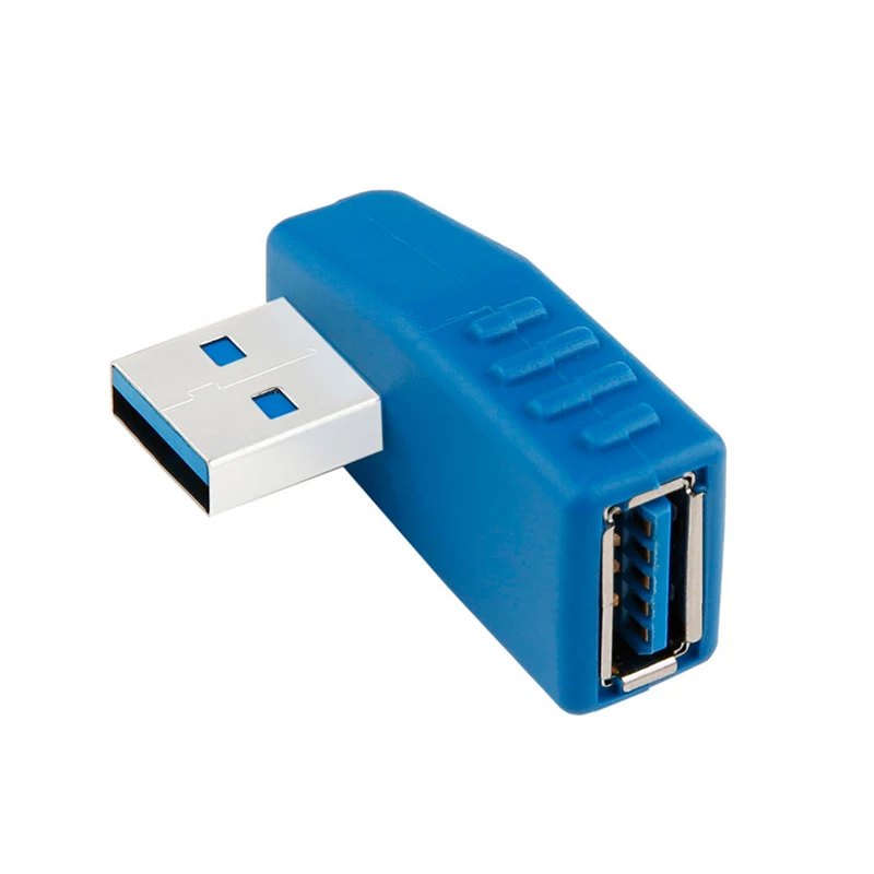 Black/Blue 90 Degree Vertical Left Right Up Down Angled USB 3.0 2.0 Male to A Female M/F Adapter Connector Converter