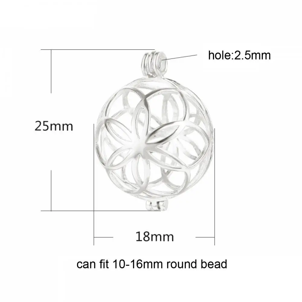 925 Sterling Silver Flower Pearl Cage Openable Hollow Cage Lockets Pendant Cage Charm Pendants for DIY Necklace Jewelry Making