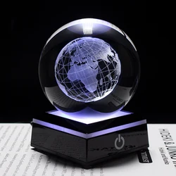 8cm 3D Earth Laser Engraved Crystal Ball Solar System Planet Milky Say Galaxy Globe Glass Sphere Astronomy Gift Home Decoration