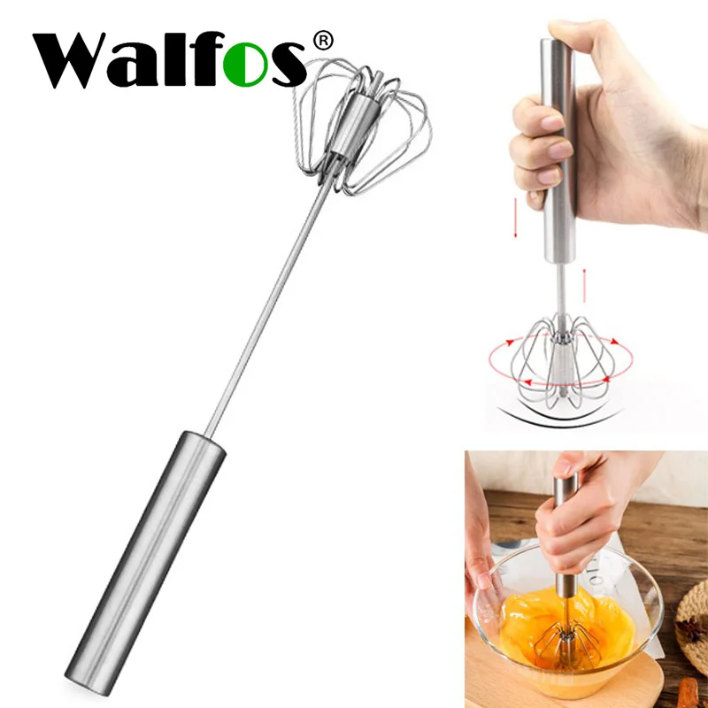 

WALFOS Stainless Steel Hand Pressure Rotating Semi-Automatic Mixer Coffee Milk Mixing Eggbeater Handheld Kitchen Cooking Tool