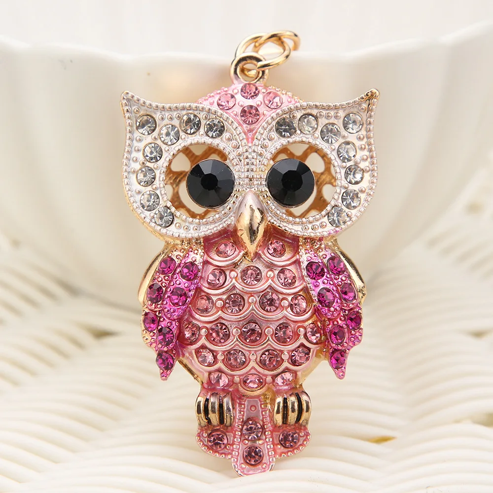 2023 Fashion Owl Keychain Charm Animal Pendant Jewelry Handbag Purse Bag Key Ring Women Ornament Car Key Chain Gift 3 Color