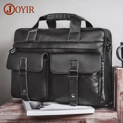 JOYIR-maletines de piel auténtica para hombre, bolso para ordenador portátil de 15,6 pulgadas, bolsos de oficina para documentos, bolso de mensajero para negocios