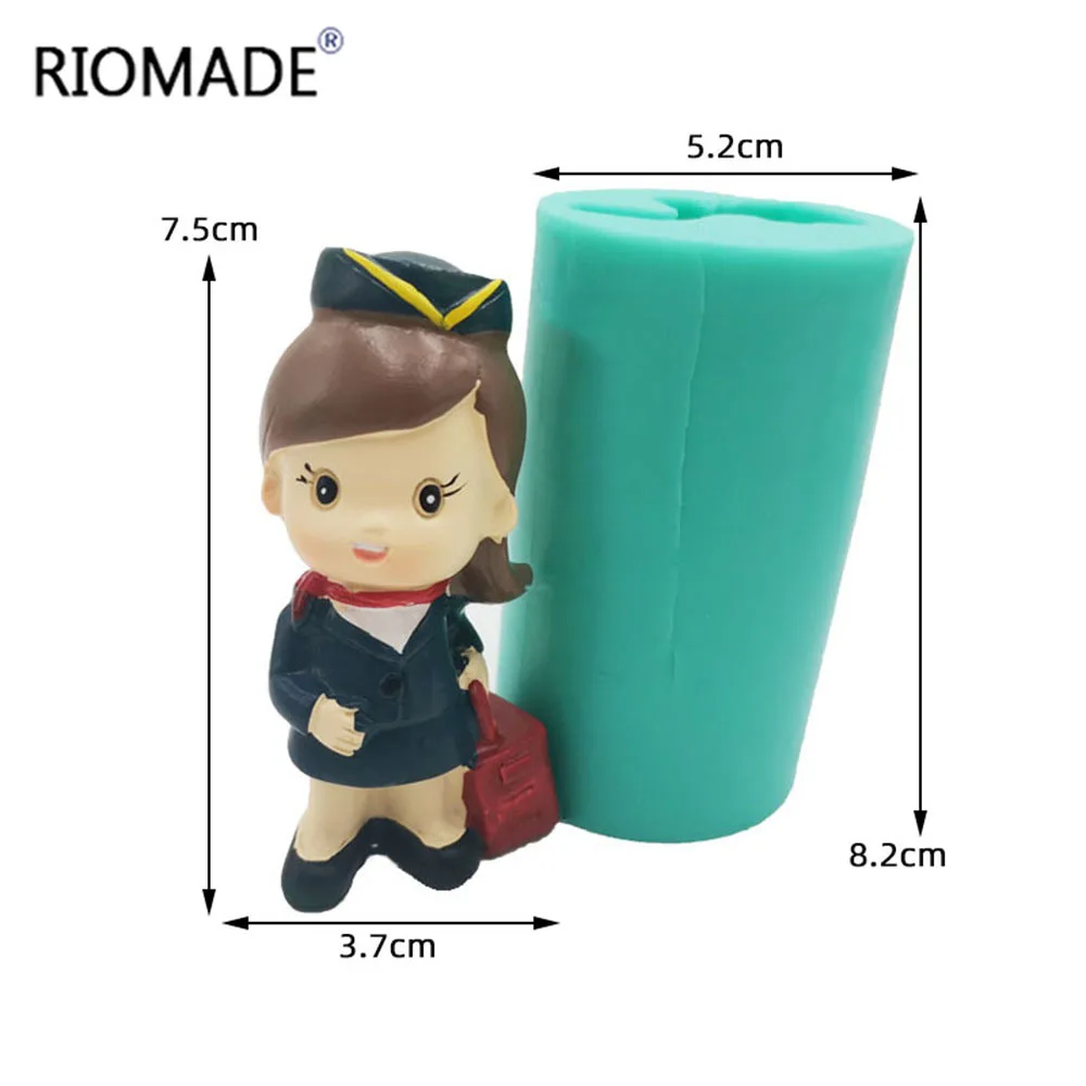 3D Flight Attendant Series Steward And Stewardess Model Silicone Cake Decorating Mold For Candle Soap Plaster Mould Baking Tools