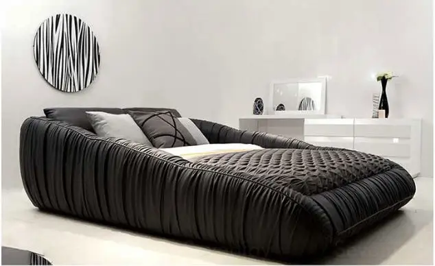 real Genuine leather bed frame Modern Soft Beds with storage Home Bedroom Furniture cama muebles de dormitorio / camas quarto