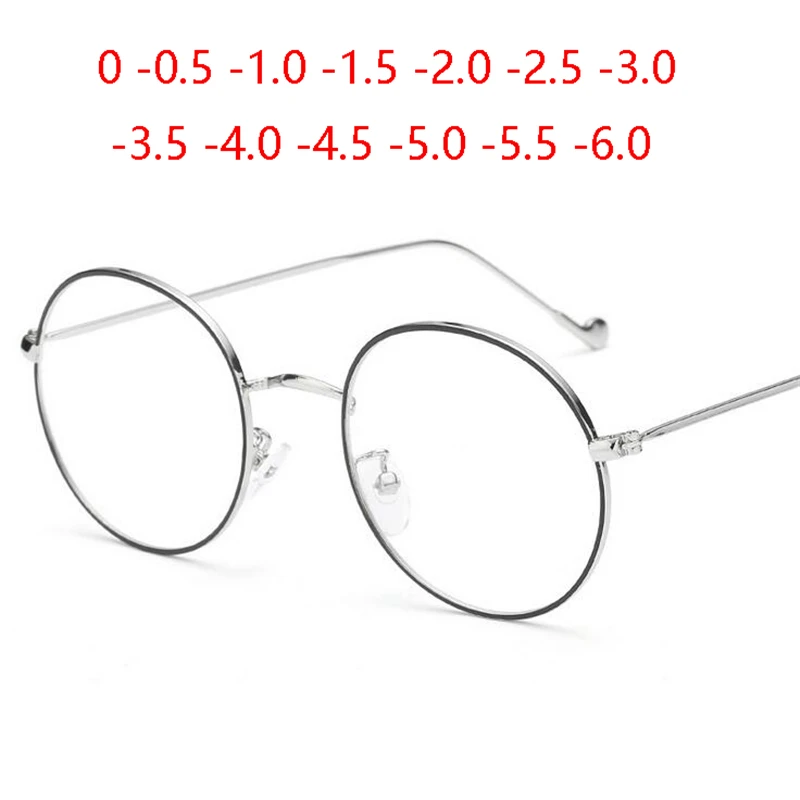 

Women Round Metal Glasses Frame With Degree Men Ultralight Finished Myopia Glasses -0.5 -1 -1.5 -2 -2.5 -3 -3.5 -4 -4.5 -5 -6.0