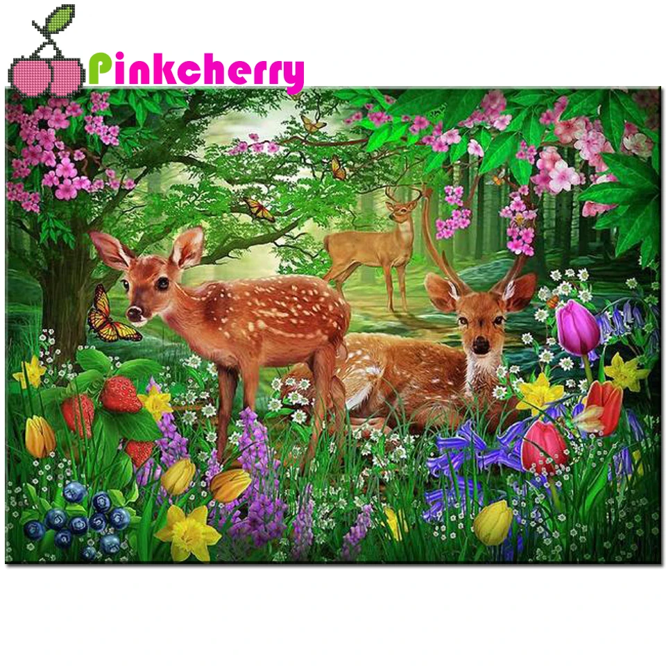 5D Diy Diamond Painting Full Square Diamond Embroidery Four Seasons Landscape Animals Deer Horse Fox Wolf Mosaic Decor k871