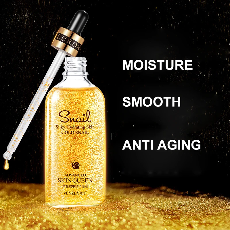 24K Gold Snail Anti Wrinkle Aging Essence Liquid Moisturizing