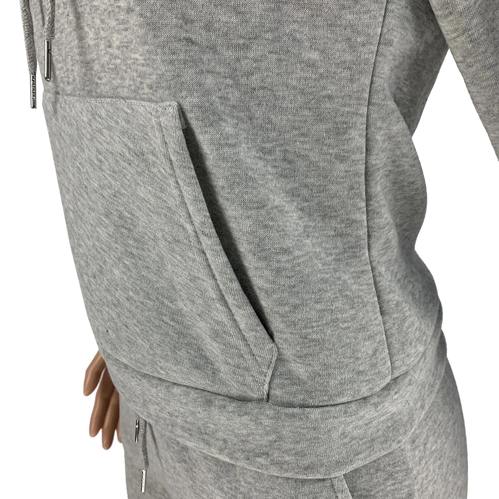 Thicken Fleece Hoodie Two-piece Set Women Solid Hoodie +Sexy Stacked Sweatpants Sports Jogger Suit Bulk Item In Wholesale Lots