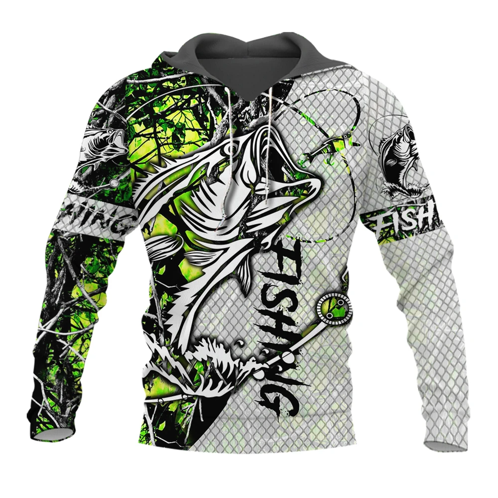 Sudadero Pesca Camuflaje 3D Hombre – Estampado Completo Invierno Otoño