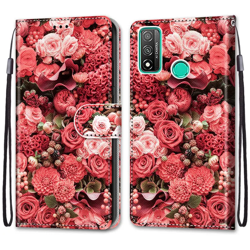 เคสหนังแม่เหล็กสำหรับหัวเว่ย พีสมาร์ท พีสมาร์ท ซี 2019 ฝาครอบโทรศัพท์กระเป๋าสตางค์แบบพับได้ทาสีฟันดา เอทูย