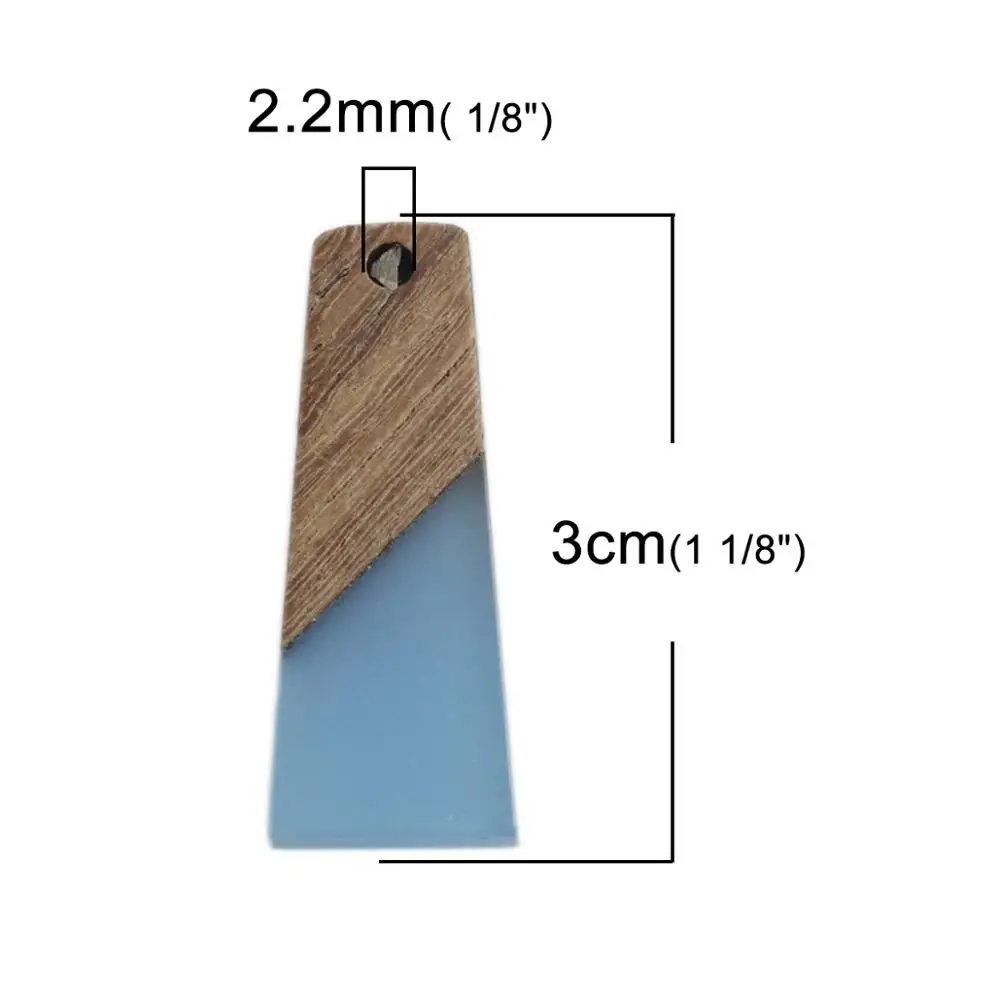 8Seasons Fashion Wooden Series Effect Resin Pendant Wood Pendants Trapezoid Yellow Jewelry DIY Findings 3cm x 1.2cm, 2 PCs