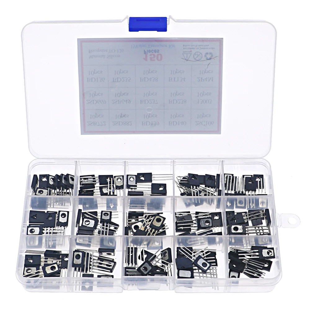 Kit surtido de transistores, set de 150 unidades TO-126, B772, D882, BD139, BD140, C106, D669, B649, D237, D238, 13003, BD136, BD235, BD438, BT134,