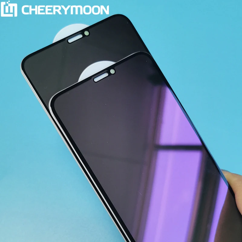 TOP MF Screen Protector Purple Light+Anti Peeping For iPhone 12 11 PRO MAX mini 6 6s 7 8 Plus X XS XR Secret-proof Privacy Glass