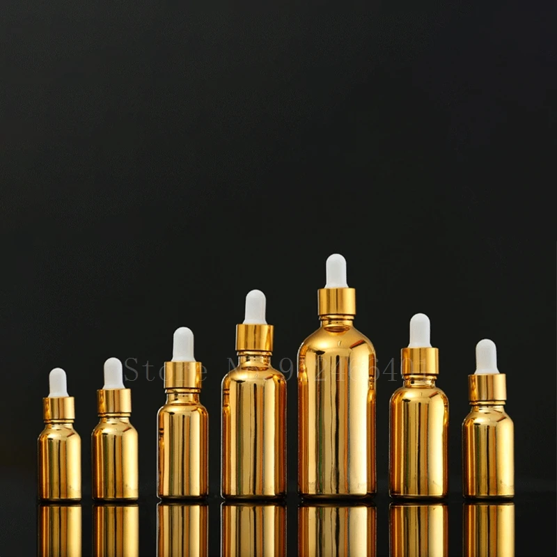 5ml 10ml 15ml 20ml 30ml 50ml 100ml Dropper Bottles Empty Essential Oil Bottle Gold Glass Perfume Dispenser Cosmetic Container