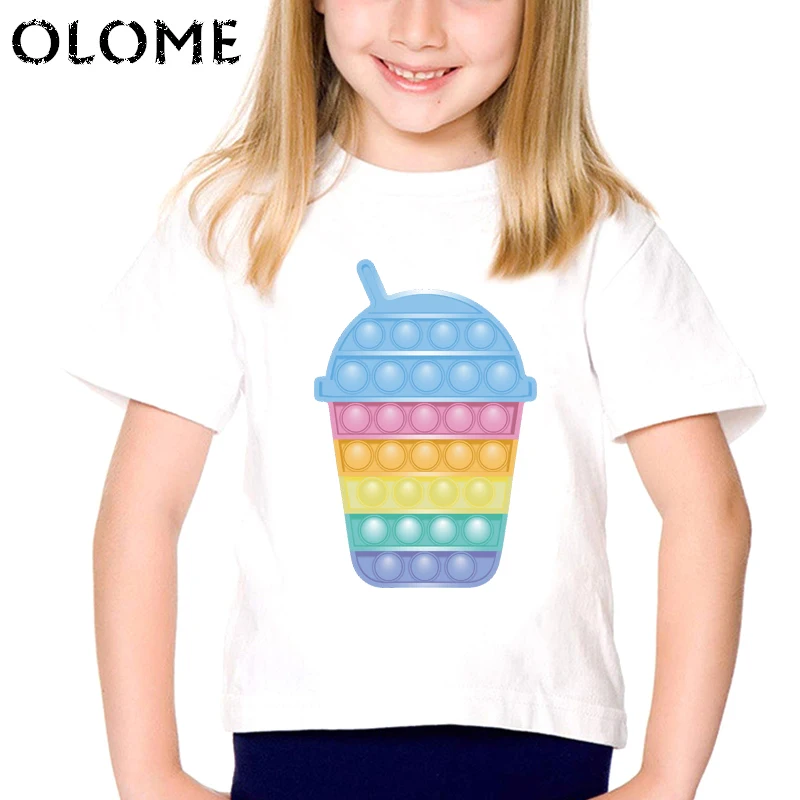 Funny Rainbow Kawaii Cup Fidget Toys Print on T Shirt Shirt Ice Cream Pop It T-Shrit Boys Girls Unisex Tshirt Tee Top