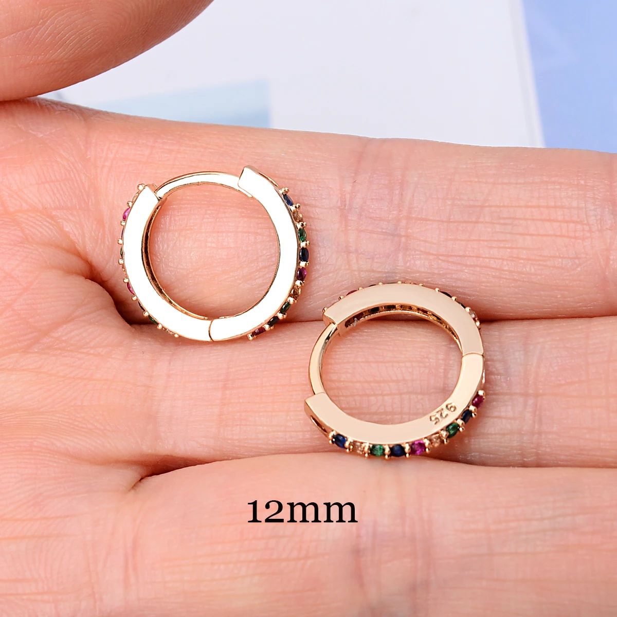 1Pair 6-12mm Small Rainbow Hoop Earrings Gold/Color  Helix Cartilage Round Huggies Earrings For Women Men Party Jewelry Gift