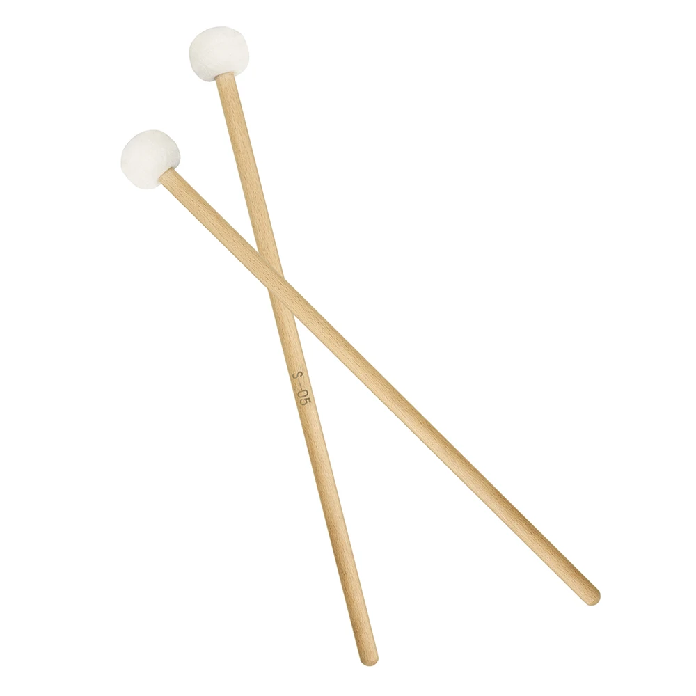 

1 Pair Solid Wood Handle Drum Sticks Quality Felt Drum Mallets Drumsticks Percussion Instrument Accessories