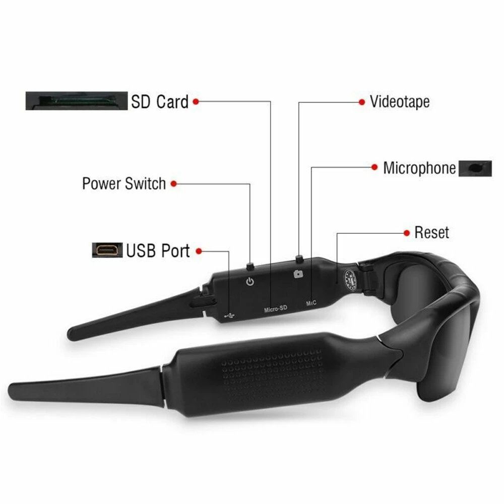 Sport Mini Glazen Camera 1080P Hd Rijden Bril Dvr Zonnebril Digitale Tf Mini Audio Video Recorder Camcorder Eyewear Nieuwe