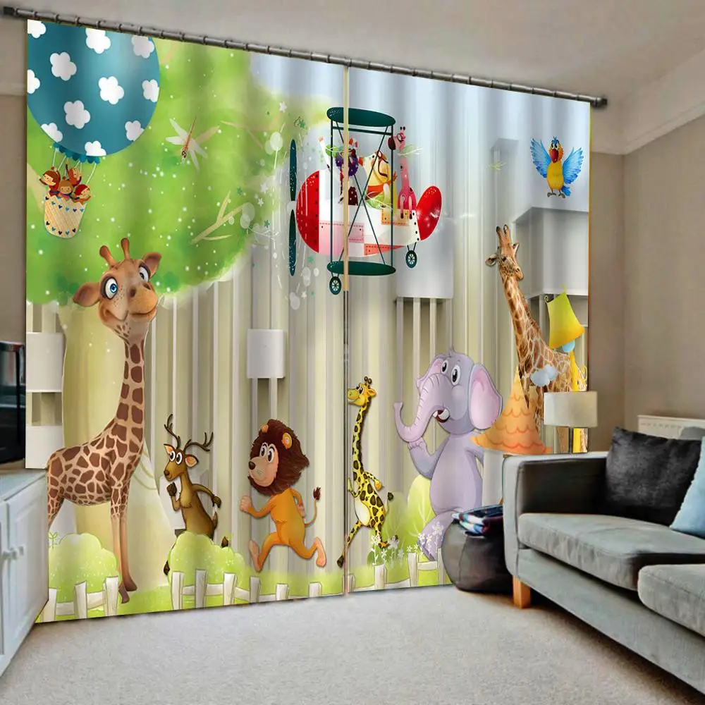 

Kids curtains cartoon 3D Window Curtain Luxury living room decorate Cortina Blackout curtain