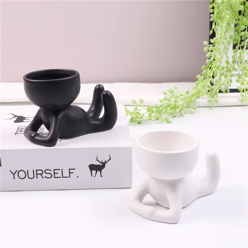 creative body flower pot, kawaii ceramic planters, cute home decor, bonsai pots for garden accessories, maceteros decorativos