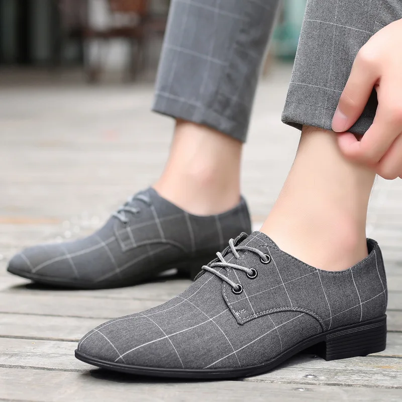 Men Classic Business Shoes Man Dress Shoes Fashion Korea Pointed Toe Lace-Up Formal Wedding Shoes Men Black Lattice 999