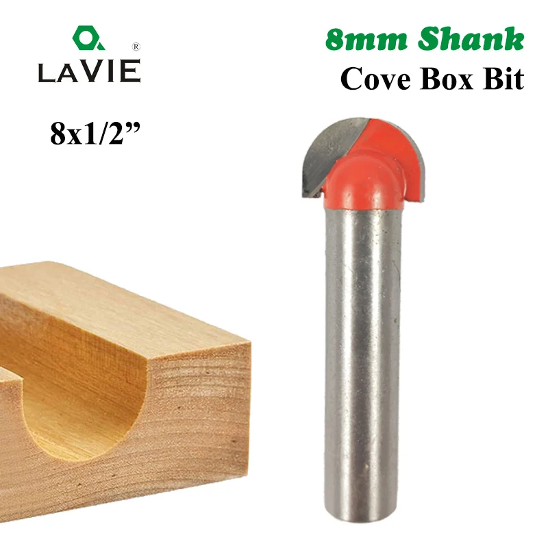 LA VIE 1pc 8mm Shank Cove Box Bit Double Edging Router Bits for Wood Tungsten Carbide Woodworking Endmill Milling Cutter