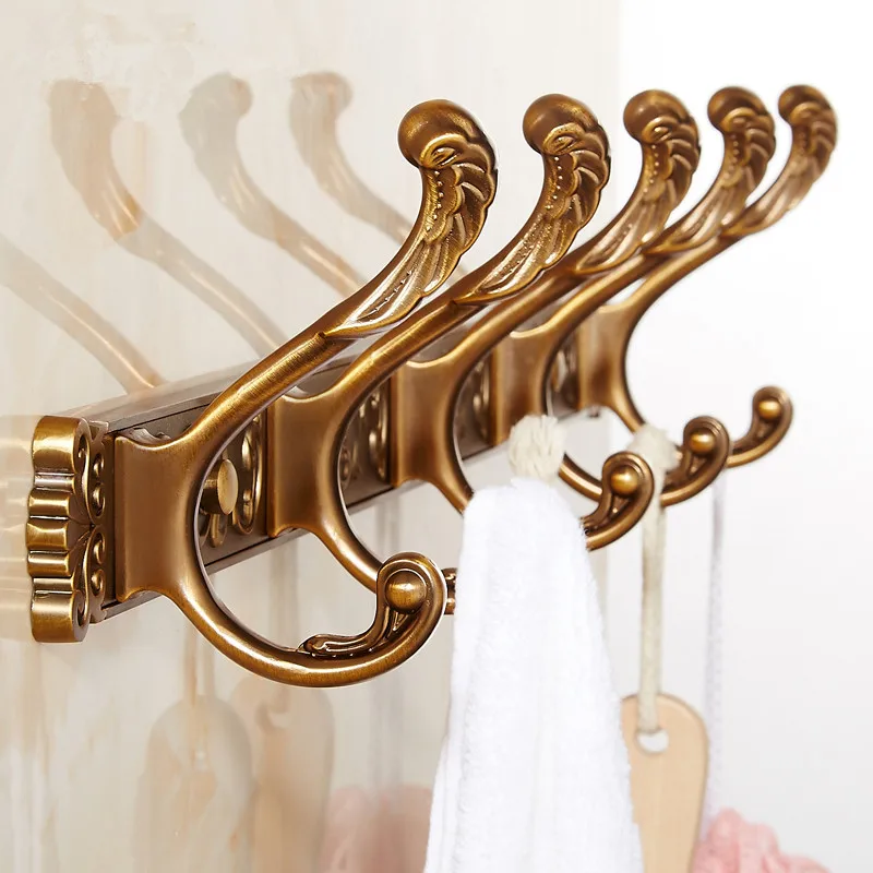 Tuqiu Antique Bronze Robe Hook Clothes Hook Carved Towel hanger Aluminum Bathroom Hardware kitchen hook bathroom accessories