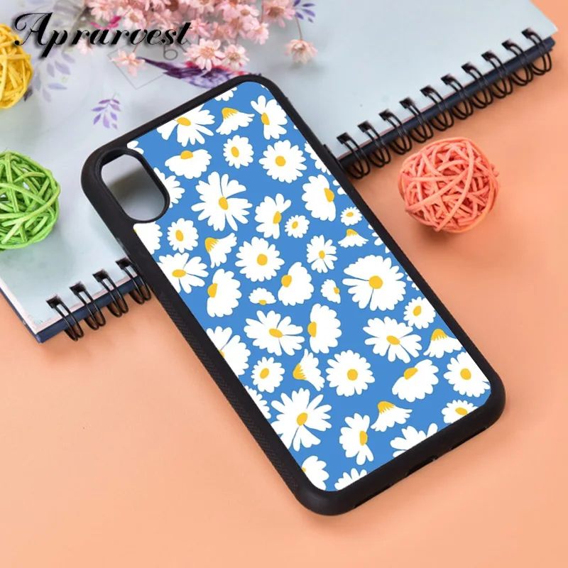 Aprarvest Blue Daisies Silicone Rubber Phone Case Cover For iPhone 6 6S 7 8 PLUS X XS XR 11 12 MINI PRO MAX