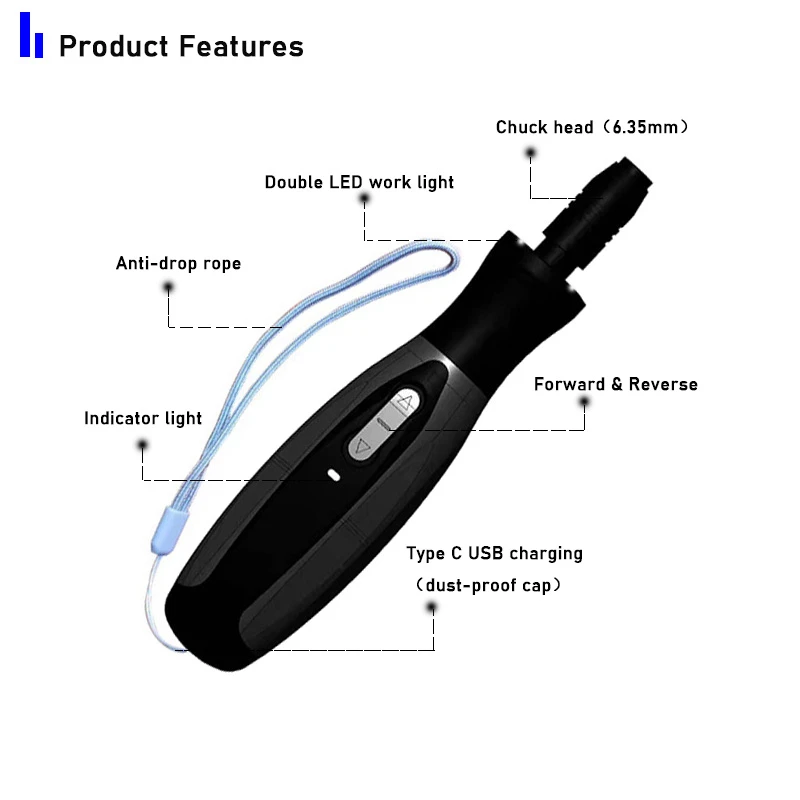 Super Cordless Electrical Screwdriver Mini Power Tool 2000Mah Rechargeable Multifucntion Manual And Automatic Double LED Light