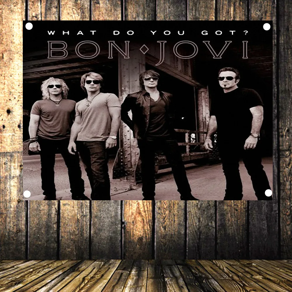 O que você tem? Bon. jovi retro rock banda estrela cartaz bandeira bandeira tapeçaria adesivo de parede pintura a óleo bar cafe decoração da parede presente