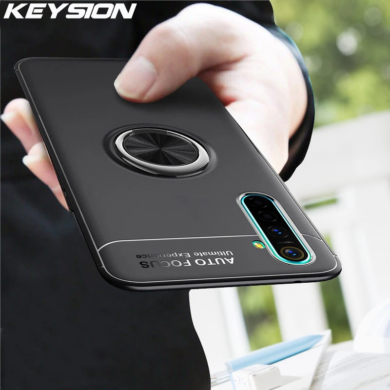 

KEYSION Shockproof Case For Realme XT X X2 5 Pro Soft Silicone Magnetic Ring Phone back cover for Realme 6 Q C3 3i 2 Pro X2 Pro