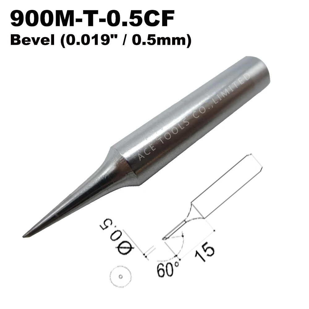 

Soldering Tip 900M-T-0.5CF Bevel 0.5mm for Hakko 936 907 Milwaukee M12SI-0 Radio Shack 64-053 Yihua 936 X-Tronics 3020 Iron Bit