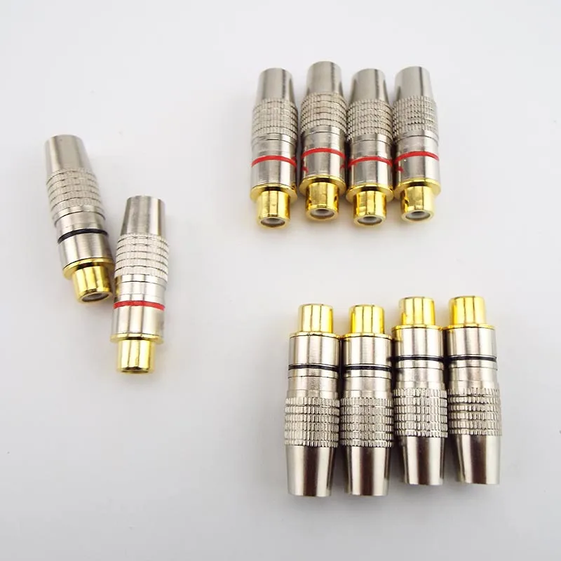 2/10 Buah Colokan Jack Betina RCA Berlapis Emas Konektor Adaptor Video Audio Solder Konverter Betina Rca untuk Kabel Koaksial