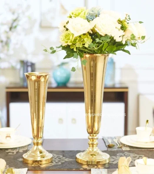 Modern high-end tall centerpiece gold vases flower stand for centerpieces wedding senyu1621