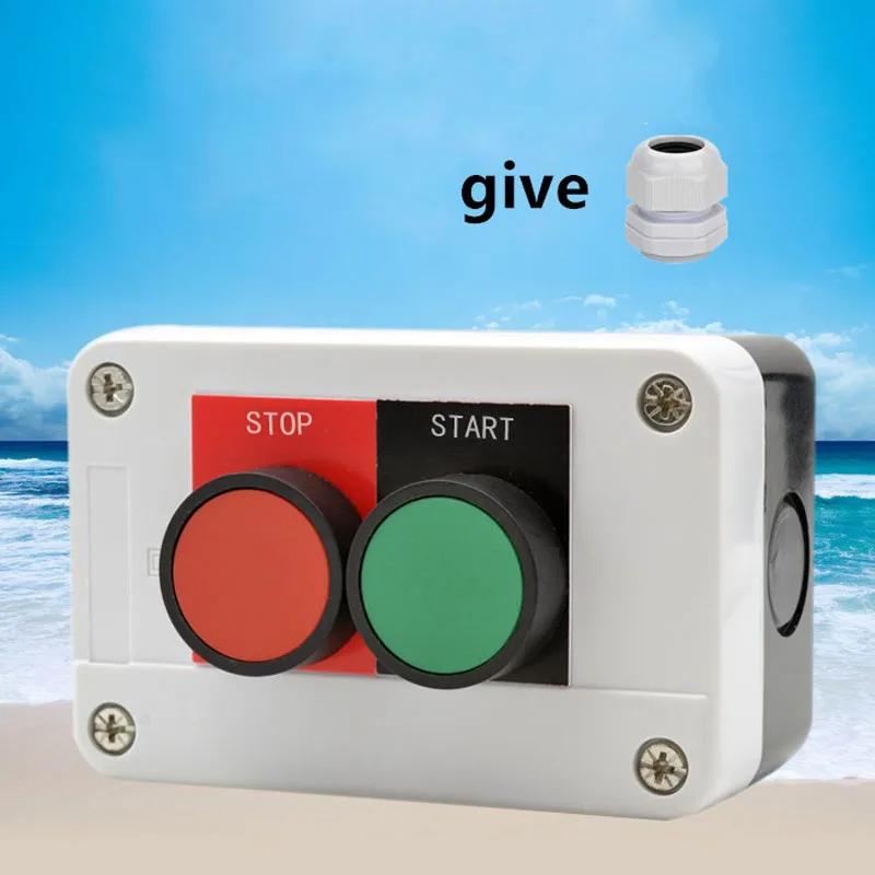 

Two position button switch box control cartridge start stop flat button two hole button box 2 hole waterproof plastic