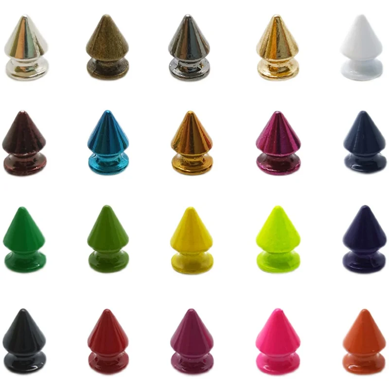 20 sztuk/zestaw 8*12mm nit typu Bullet moda Metal Punk Rock kolorowe kolce i szpilki nity na skórzane DIY akcesoria