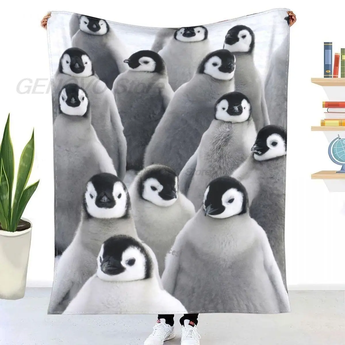 Cute Penguin Blanket Sherpa Blanket Bedding Soft Blanket Home Bedroom Sofa Gift Four Seasons Sheets Plush Blankets and Throws