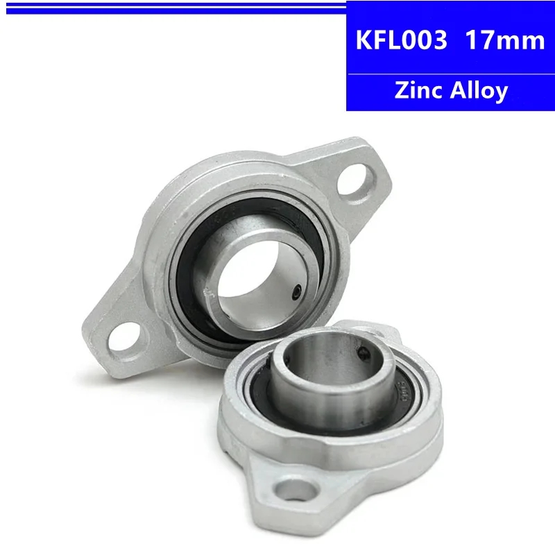 100pcs KFL003 Zinc Alloy Bore Diameter 17mm Ball Bearing Pillow Block Flange Mounted Support Shaft Spherical Roller Units