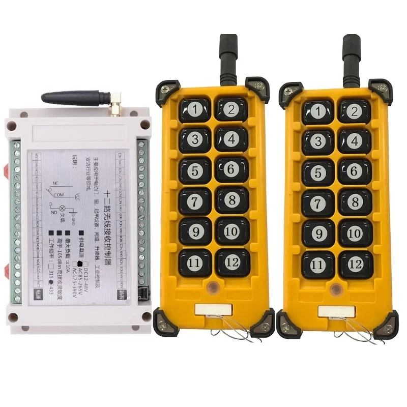 3000m AC220V 12CH Radio Controller RF Wireless Remote Control Overhead travelling crane System Receiver+  Number Transmitter