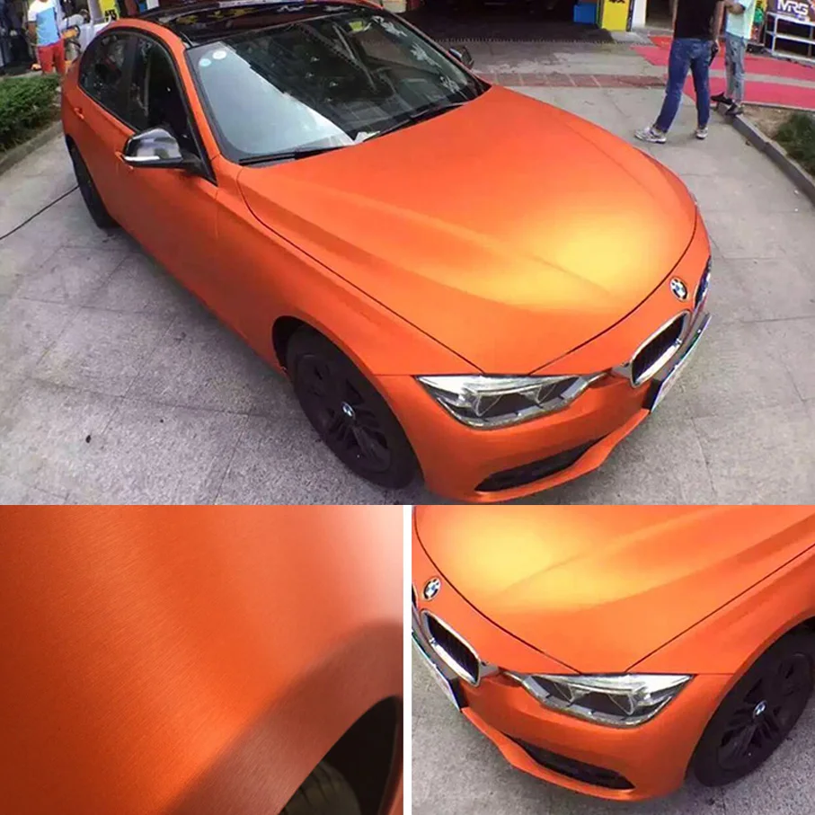 50cm*200/300CM Glossy orange Matte Vinyl car Wraps auto 3D carbon fiber Foil Car Wrap Film Vehicle Sticker Car body Sticker