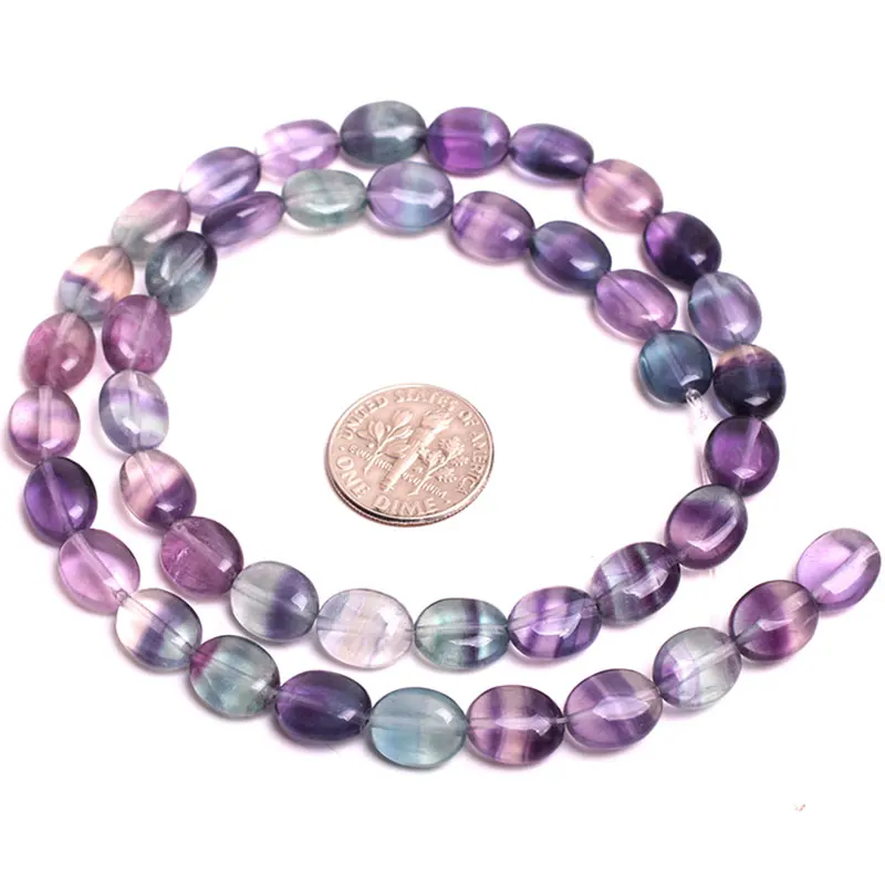 Natural Stone Fluorite Oval Drip Beads For Jewelry Making Strand 15 Inch DIY Fashion Bracelet Women Gifts 8 10 14mm