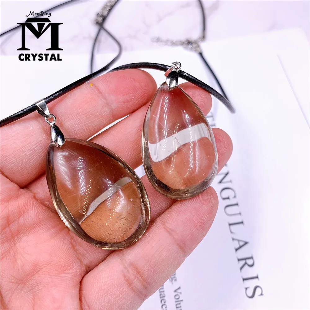 Natural Smoky Quartz Droplet Shape Necklaces Crystal Pendants GemStone Quartz Irregular Pendulum Reiki Chakra Suspension Jewelry