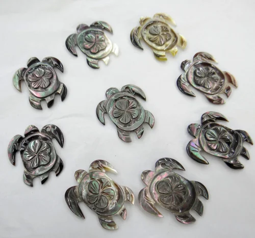 natural Quartz crystal Abalone Shell carved the of tortoise pendant for diy Jewelry making necklace Accessories 6PCS A1